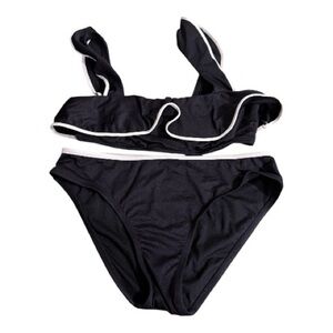 Freshwater | Black + White Ruffled Bikini